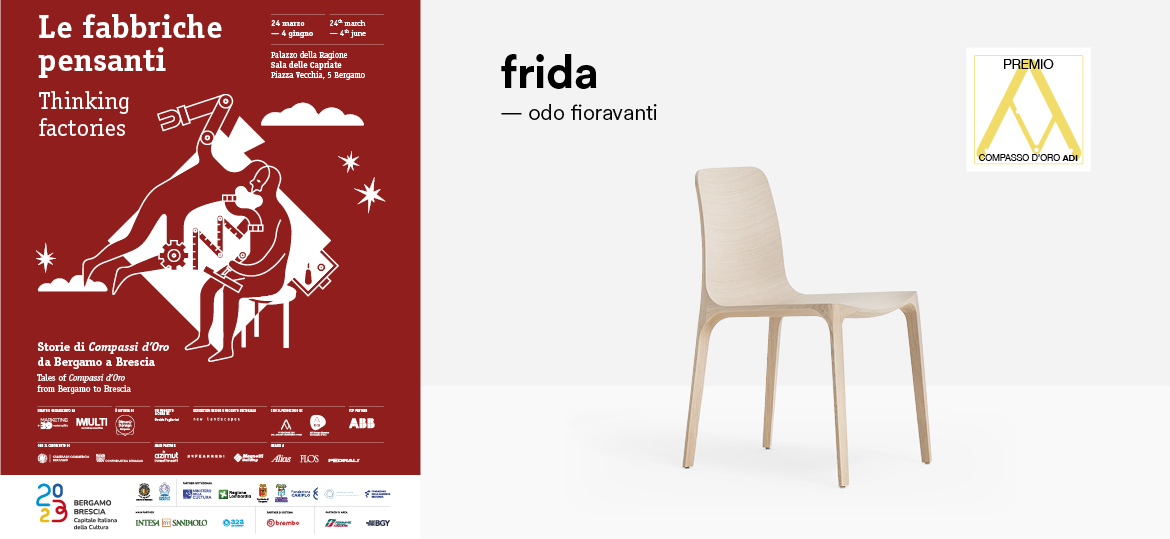 Der Stuhl frida wird in Bergamo ausgestellt